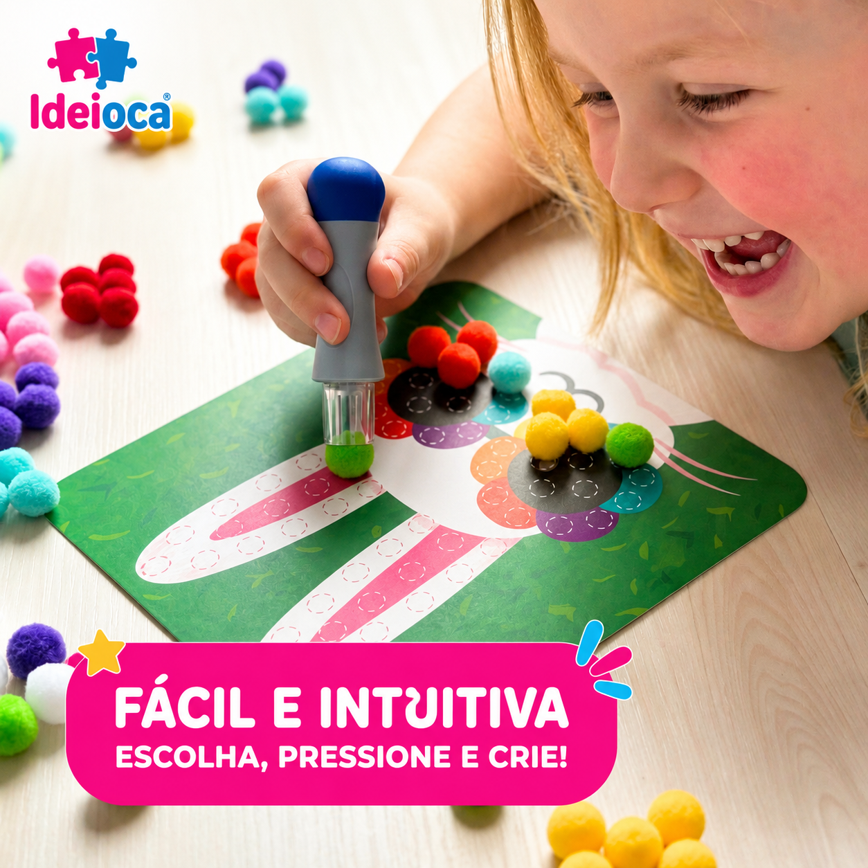 Kit Criativo Bichinhos de Pompom 3D Ideioca